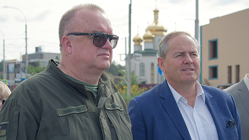 Petro Kotin, Energoatom President and Tim Gitzel, Cameco President and CEO tour Kyiv in October, 2023