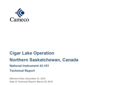Cigar Lake 2016 Technical Report cover