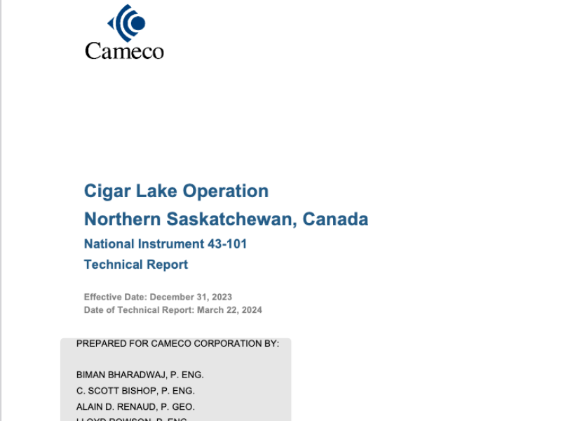 2023 Cigar Lake Technical Report cover